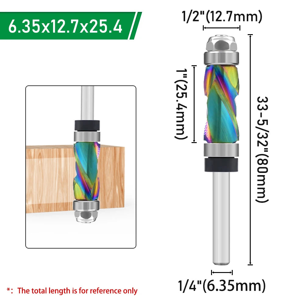 LAVIE 1pc 1/4 Shank Solid Carbide Nano Coating Compression Flush Trim CNC Bit Router Bits Woodworking Milling Cutter Z07C1325CCL