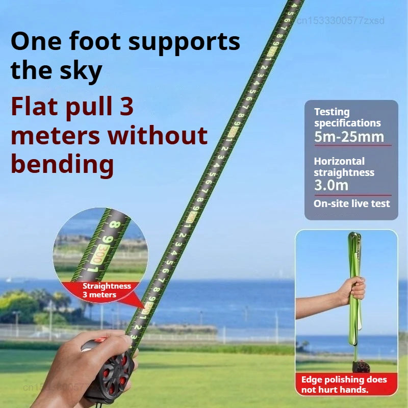 DELIXI Fluorescent Tape Measure Thickened 3m 5m Home High-precision wear-resistant Measuring Ruler Stainless Steel Ruler