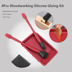 Wnew 4Pcs Silicone Glue Kit Wide Narrow Brush with Flat Scraper and Glue Tray Woodworking Gluing Kit Set
