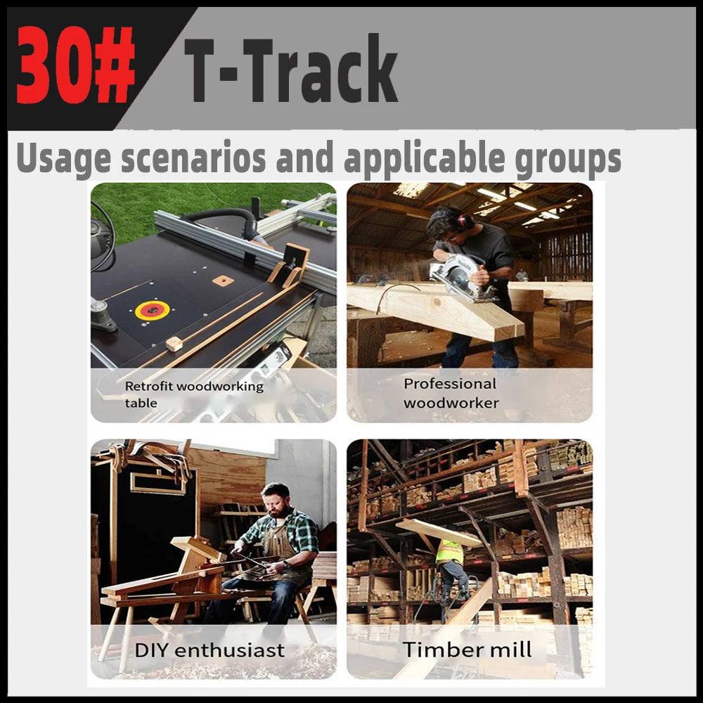30 Type T-Track  Limiter Aluminum Alloy Chute Woodworking Miter T Track Workbench Stop for DIY Saw Push Router Guide Tools