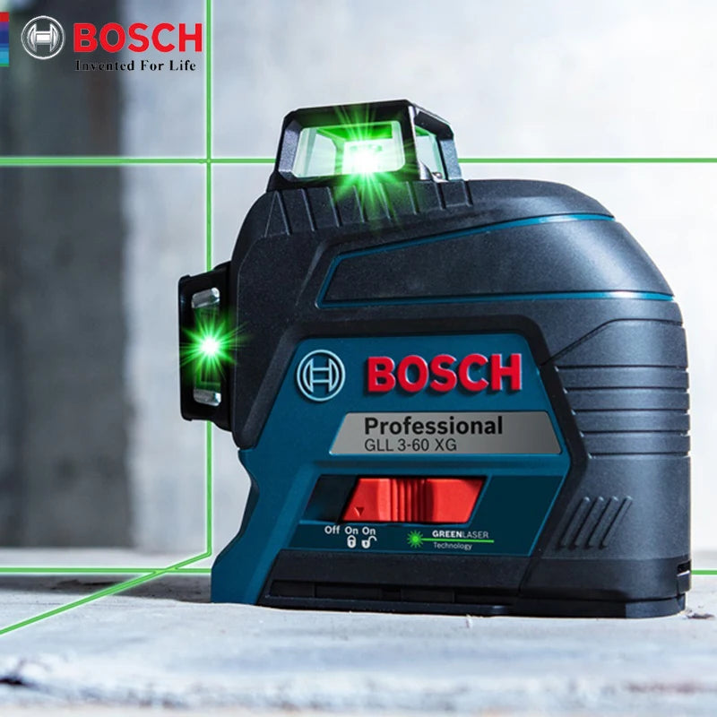 Niveau laser Bosch 12 lignes vertes, outil de mesure vertical et horizontal, ligne de projection GLL3-60XG pour la décoration intérieure et extérieure 