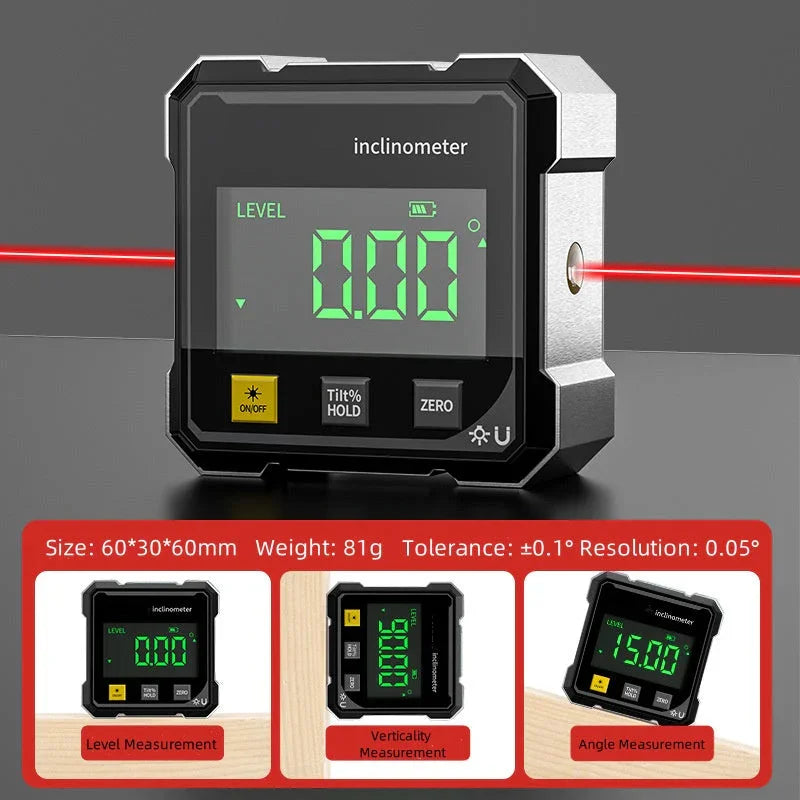 Digital Electronic Level Digital Angle Fnder 4*90 ° Magnetic Inclinometer Protractor Precision Level Box for Woodworking
