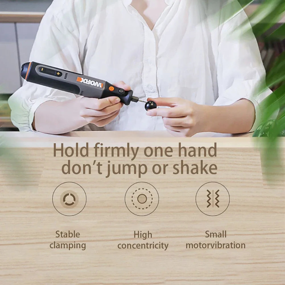 Worx 8V Rotary WX750 WX106 Cordless Mini Drill Engraving Grinding Polishing Machine USB Charger Variable Speed Power Tools Bits