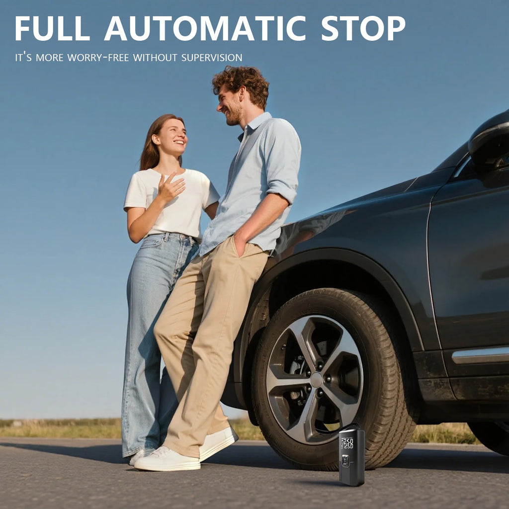 New Portable Cordless Air Pump For Car Tire Inflator With LED Light Large Capacity Battery USB C Fast Charging Electric Pump