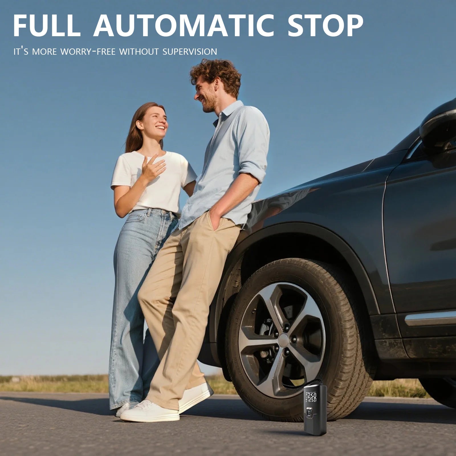 New Portable Cordless Air Pump For Car Tire Inflator With LED Light Large Capacity Battery USB C Fast Charging Electric Pump