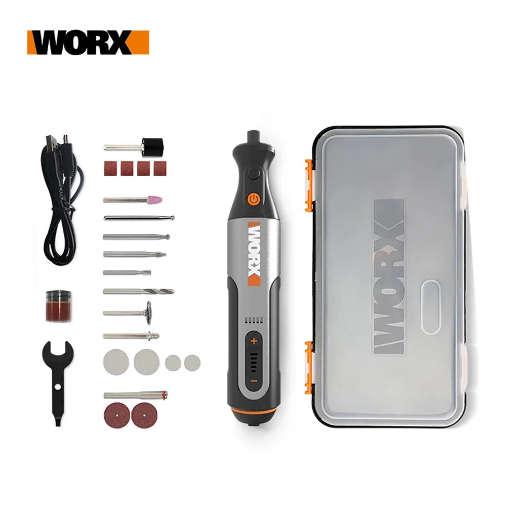 Worx 8V Rotary WX750 WX106 Cordless Mini Drill Engraving Grinding Polishing Machine USB Charger Variable Speed Power Tools Bits