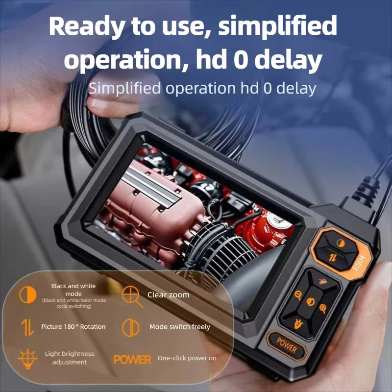 ndustrial Endoscope Camera 8mm HD1080P 4.3inch IPS Screen 16.5TF Pipe Inspection Camera for Car Repair IP67 Waterproof 8 LEDS