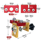 Kit de gabarit de perçage 3 en 1 avec clip de positionnement, guide de perçage réglable, poinçon et localisateur pour le travail du bois et les assemblages. Outils pour la menuiserie et le bricolage. 