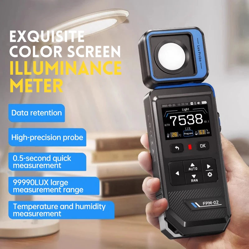 FNIRSI FPM-02 High-precision Illuminance Tester Luxmeter Home Light Meter Professional Brightness Meter Thermohygrometer