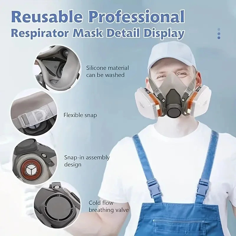 Gas-Proof Half Face Mask 6200 Gas Mask Series Combination Matched with 6001/2091/5n11 Filters for Chemical Organic Protection