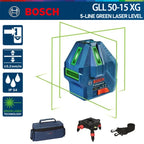 Bosch GLL 50-15 XG 5-Lines Laser Level 3D Laser Level 15M Self-leveling Horizontal & Vertical Cross Measuring Tool Green Beams