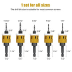5pcs Countersink Drill Bit Set with Low Friction Depth Stop HSS M2 Tapered Drill Woodworking Tool with Carrying Case Countersink