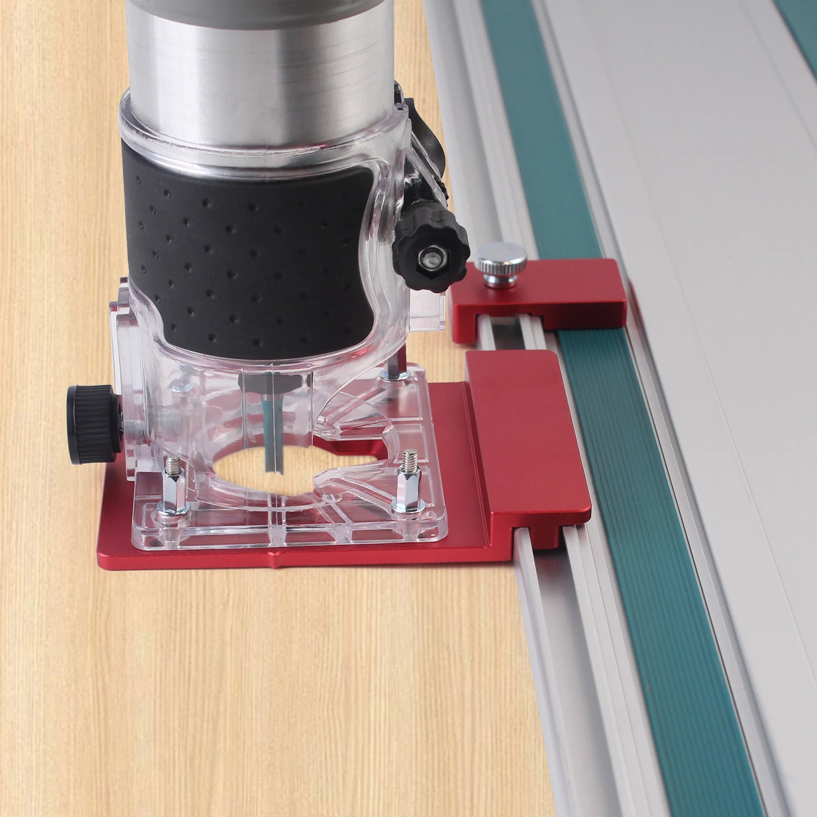 1Set Guide Rail Adapter, Straight Line Milling Groove Aluminum Alloy Auxiliary Bracket with limiter Compatible Most Router