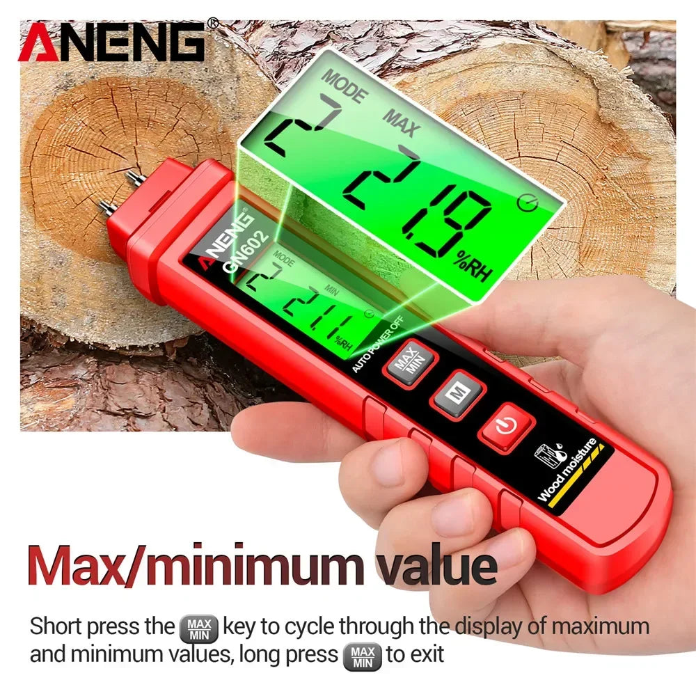Portable Wood Moisture Meter ANENG GN602 wood moisture meter  0~58% Intelligent Moisture TesterMax/Mini Value Building Material