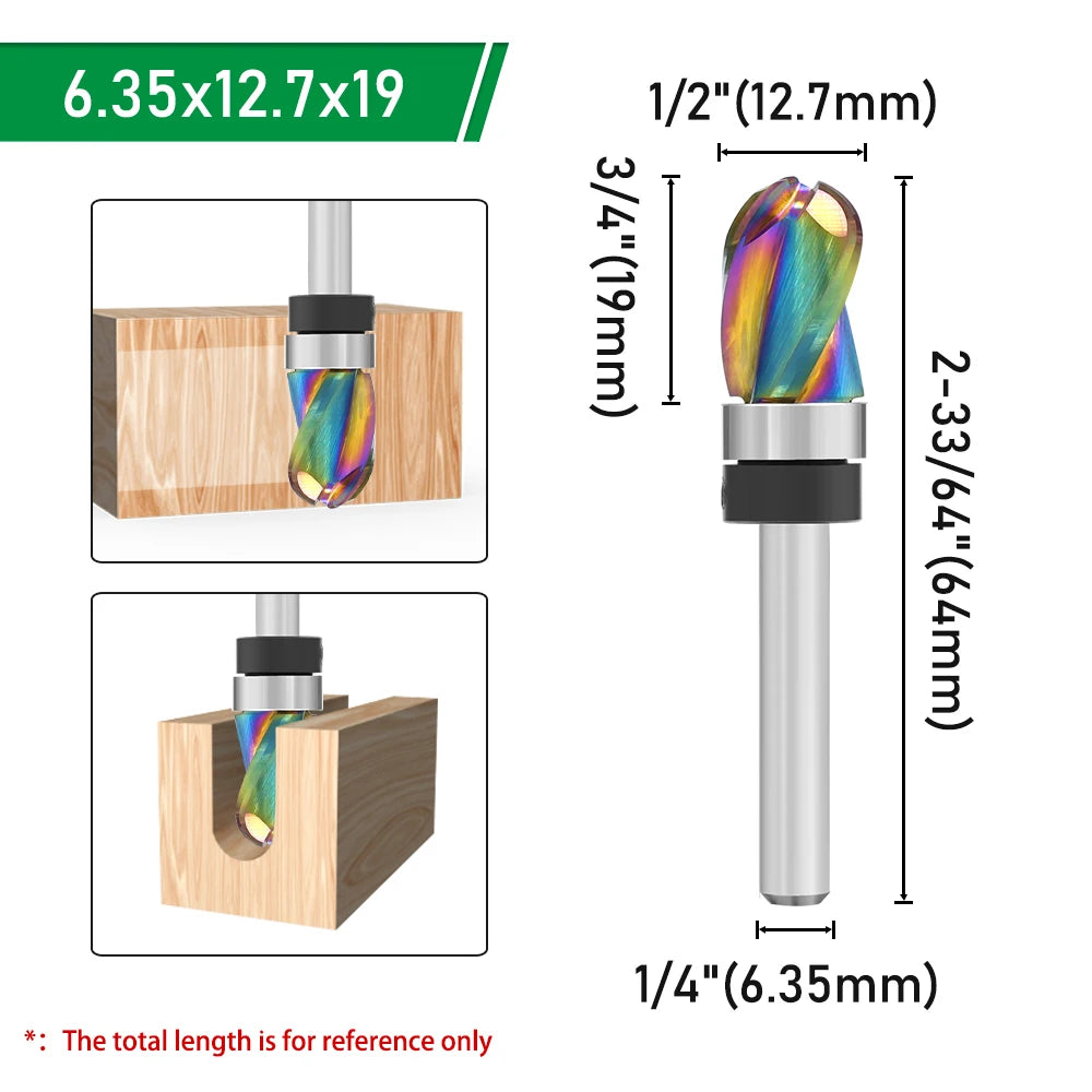 LAVIE 1pc 1/4 Shank Solid Carbide Nano Coating Compression Flush Trim CNC Bit Router Bits Woodworking Milling Cutter Z07C1325CCL