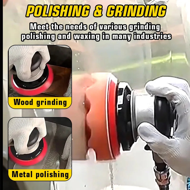 Pneumatic Orbital Sander Grinder 5inch 125mm Polishing/Grinding Grinder Tools for Furniture Metal Wood Grinding Car Body Waxing