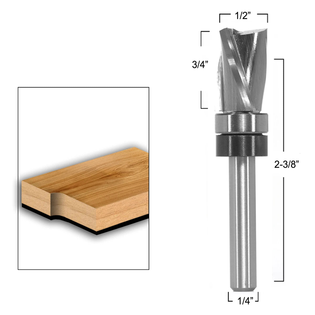 Bearing Router Bit Spiral End Mill Woodworking Tool Carbide Tipped Flush Trim Plunge emplate Upper Bearing Ultra-Perfomance