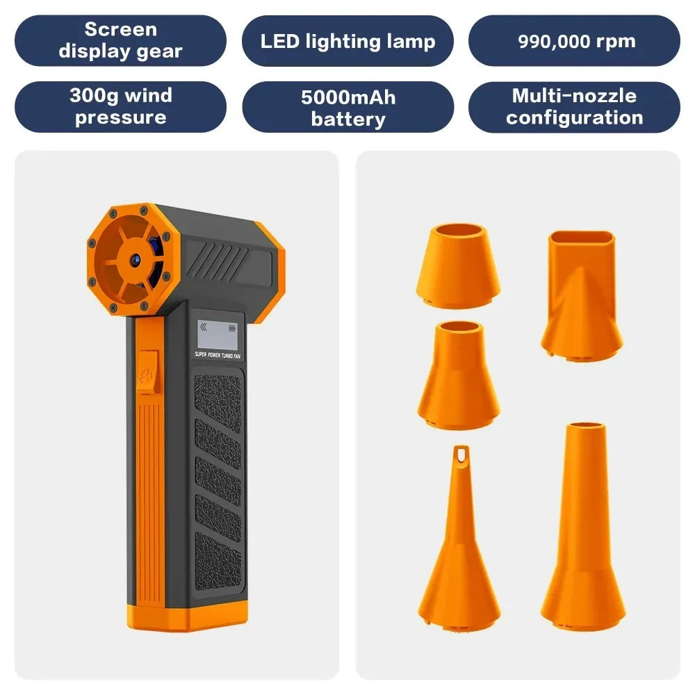 2025New Hurricane Dust Blower 990000RPM Wireless Compressed Air Duster High-speed Violent Fan 4Speed Adjustable Turbo Jet Blower