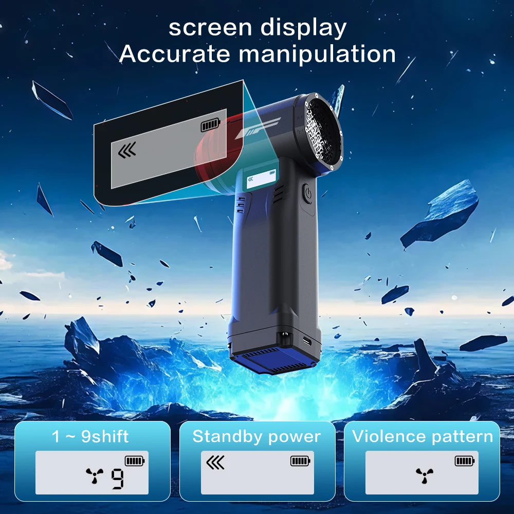 990000RPM Jet Fan LED Lighting Strong Blower Infinite Speed Regulation Blowing/Suction Brushless Duster Blower For Car Clean