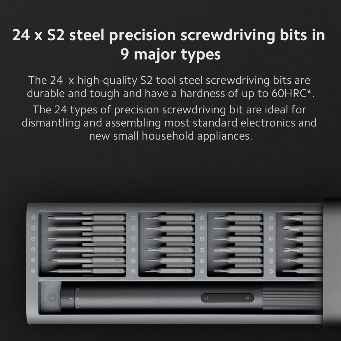 Electric Precision Screwdriver Kit 2 Gear Torque Control 400 Screw 1 Type-C Rechargeable Magnetic Aluminum Case MI