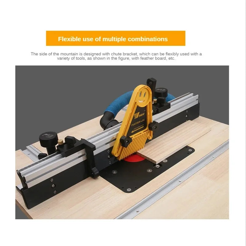 【Shipped from within the USA】WNew 700mm Router Table Aluminum Fence System Inverted Trimming Machine Accessories with 30cm T Track Sliding Brackets Bit Guard