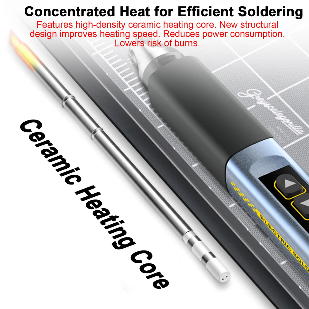 Electric Soldering Iron 96W Fast Heating Adjustable Temperature Soldering Iron with OLED Display for Electronics Repair