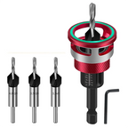 A03F-Wood Countersink Drill Bit Set 6-Piece Including Depth Stop Precision For Woodworking Drills