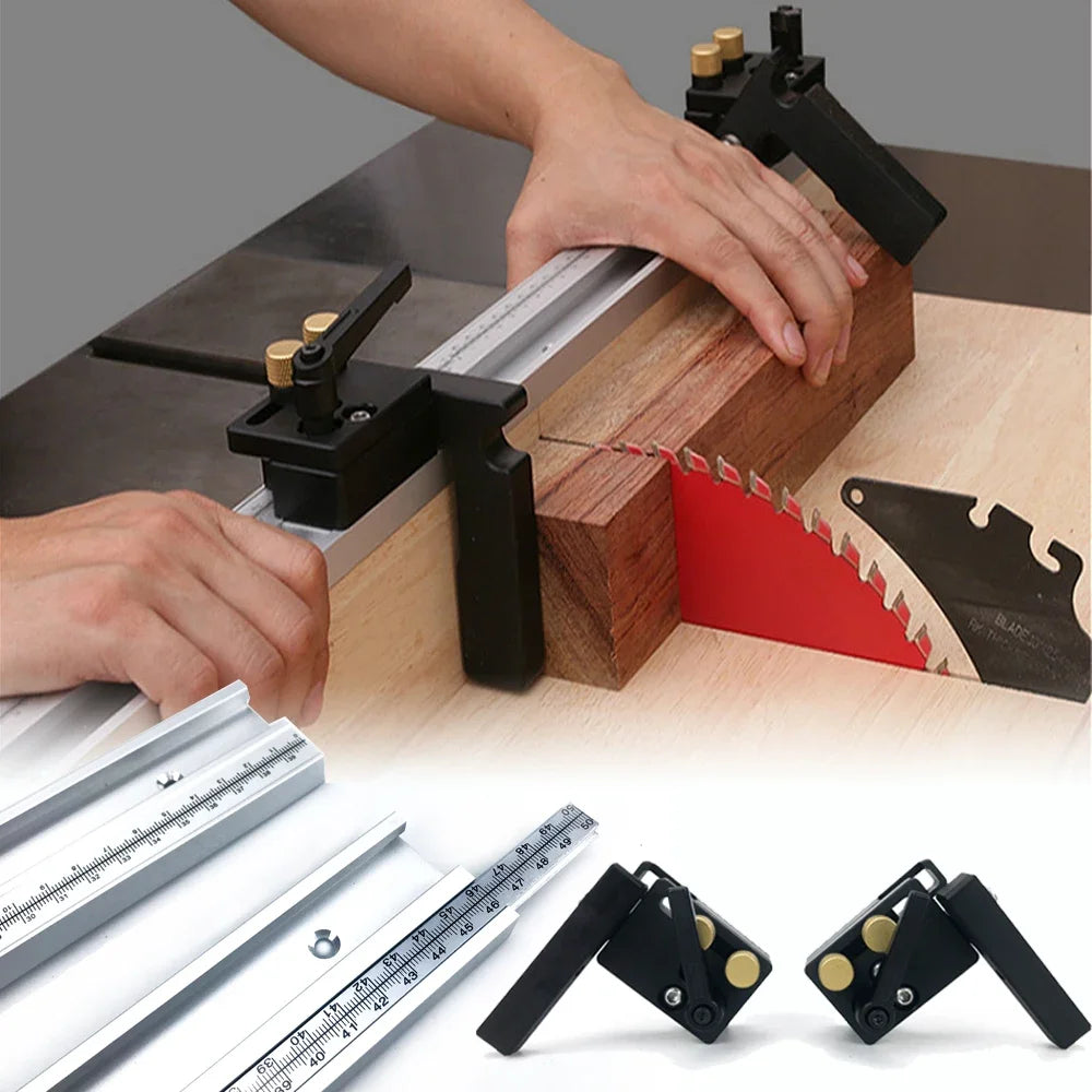 45# Chute T Track with Scale, Alloy T-tracks Slot Miter Track, 300-500mm 45 Type Chute Woodworking Table Saw Workbench DIY Tool