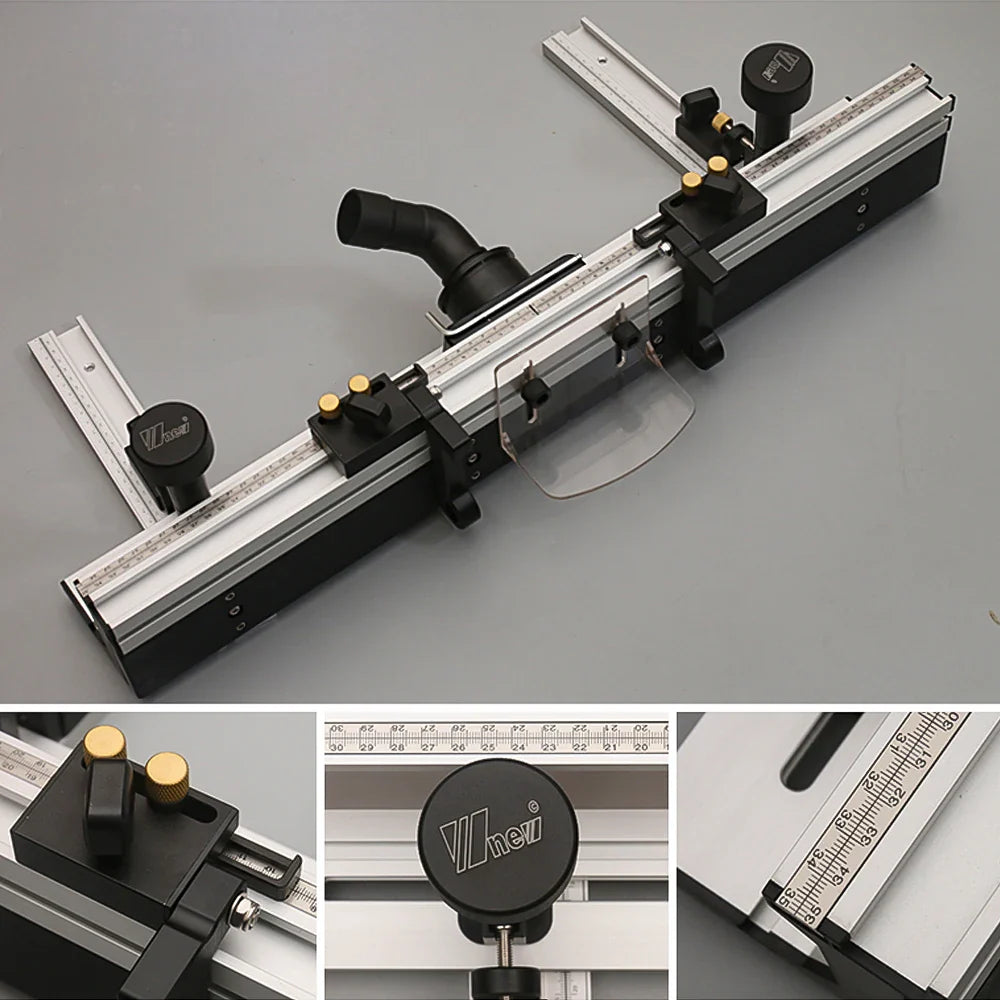 【Shipped from within the USA】WNew 700mm Router Table Aluminum Fence System Inverted Trimming Machine Accessories with 30cm T Track Sliding Brackets Bit Guard
