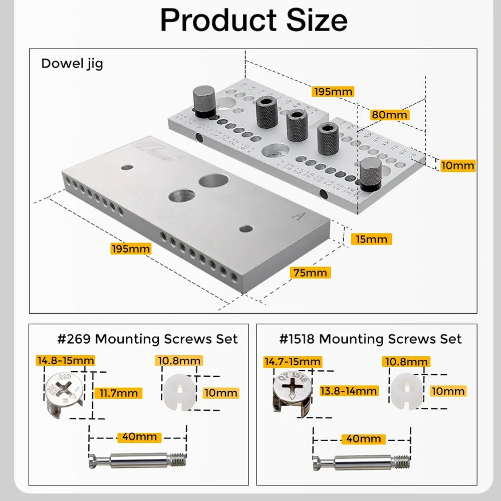 【Shipped from within the USA】WNew 3 In 1 Dowel Jig Woodworking Hole Puncher Drill Guide Positioning 7/8/10MM M14 M18 Hole Opener Drilling Guide Tool