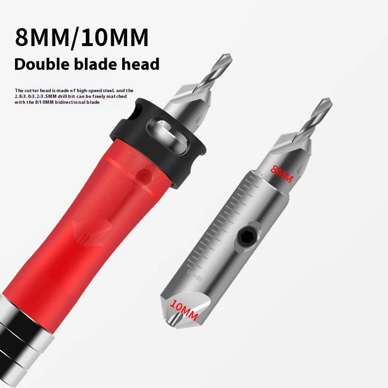 Countersink Drill Bit 3-in-1 Aluminum Alloy Body High Speed Steel Blades Adjustable 90 Degree Precision Universal Hex Shank