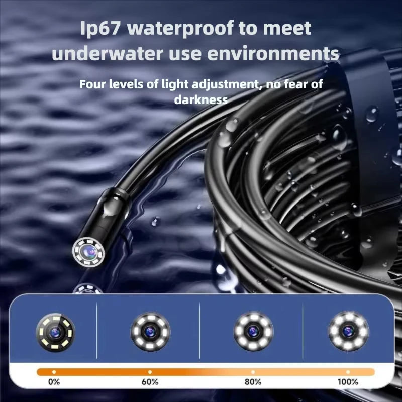 ndustrial Endoscope Camera 8mm HD1080P 4.3inch IPS Screen 16.5TF Pipe Inspection Camera for Car Repair IP67 Waterproof 8 LEDS