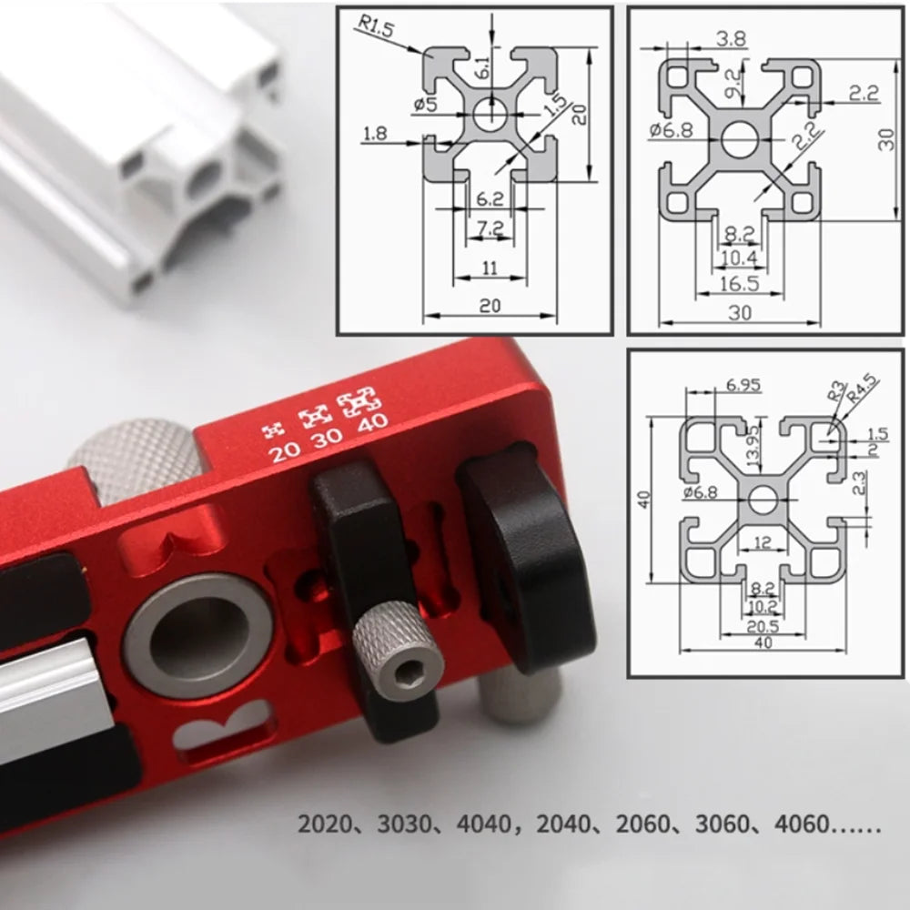 Aluminum Profile Drill Guide Punch Locator, Single Hole Profile Drill for 2020 3030 4040 2040 Profiles Punching Drilling Tool