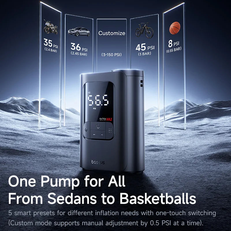 Baseus Wireless Car Air Pump Portable Air Compressor for Car Motorcycles Bicycle Electric Tire Inflator with LCD Digital Display