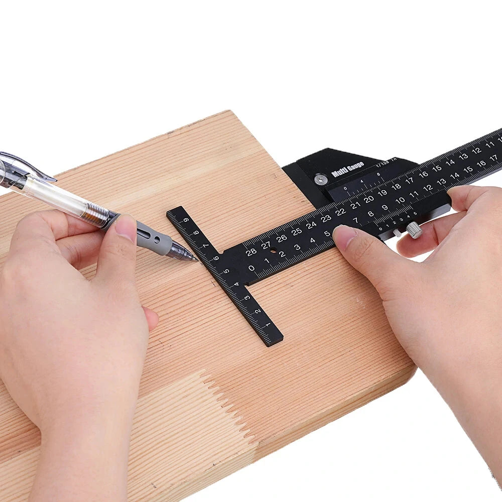 Woodworking Scriber Gauge Aluminum Alloy T Type Measuring Marking Framing Ruler Tool for Carpentry DIY Tools