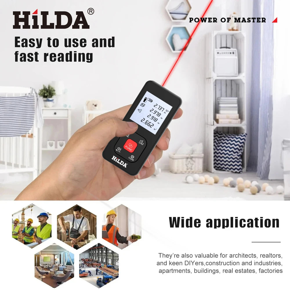 HILDA Laser Rangefinder Distance Meter Rangefinder Laser Tape Range Finder Building лазерный дальномер 120M /100M/50M