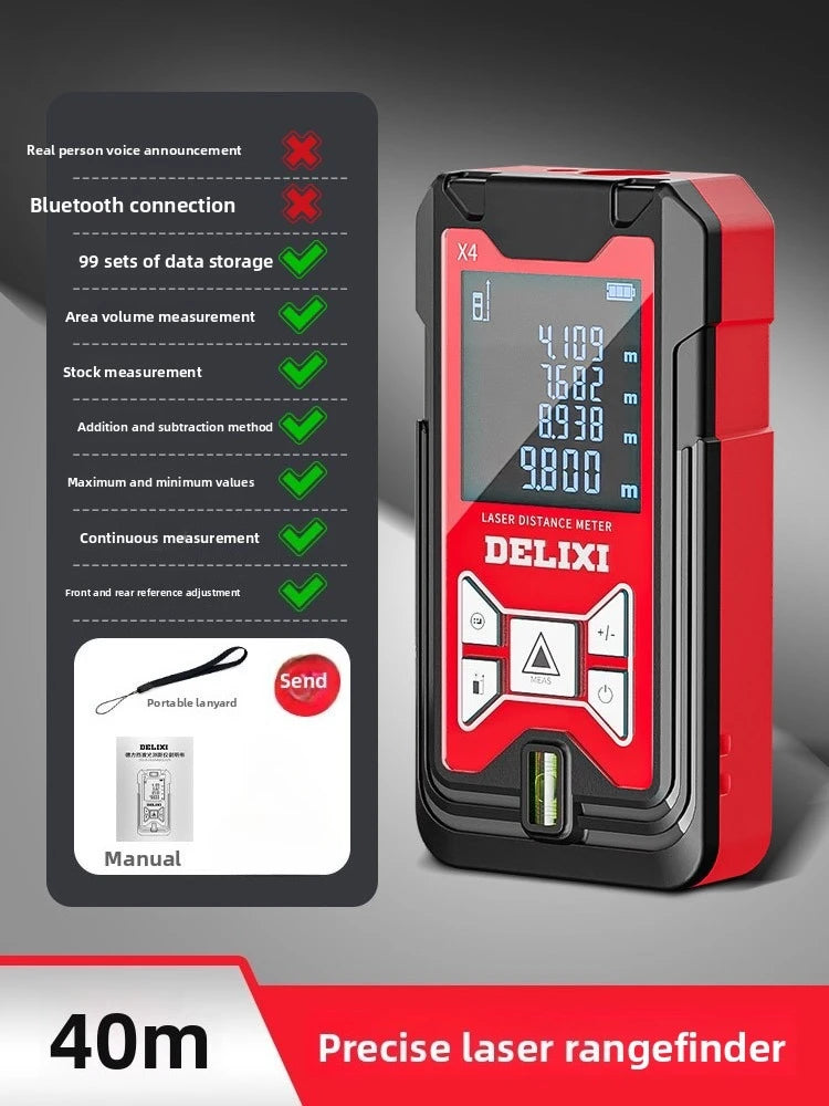 Laser Rangefinder Infrared High-precision Handheld Charging Measuring Room Instrument Electronic Ruler Installation