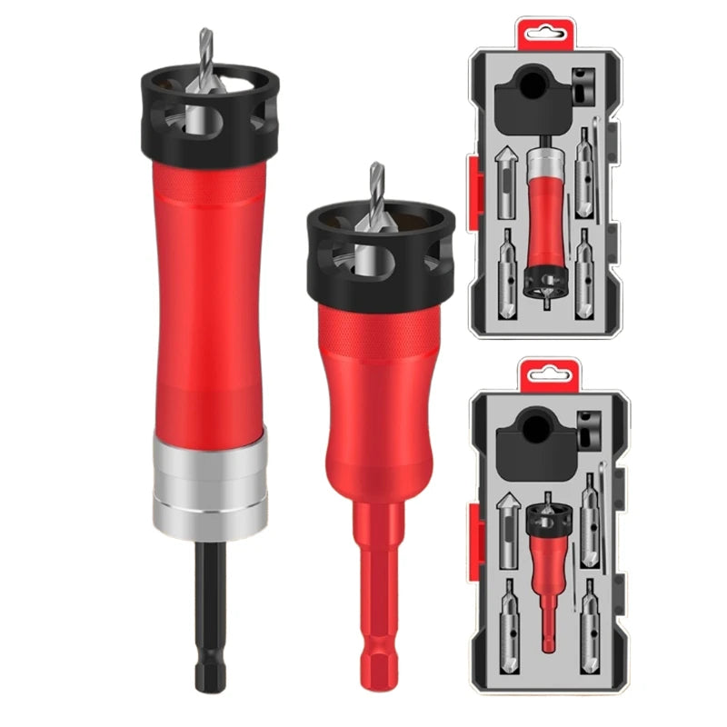 Countersink Drill Bit 3-in-1 Aluminum Alloy Body High Speed Steel Blades Adjustable 90 Degree Precision Universal Hex Shank