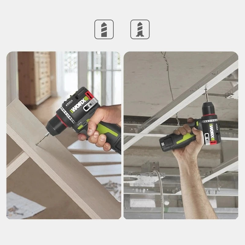 WORX WU135 Cordless Electric Drill Electric Screwdriver 12V 50N.m 1800rpm Brushless Motor Impact Drill Metalworking Smart Cutch