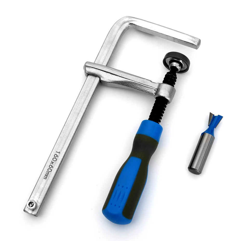 Dovetail Woodworking Clamp Dovetail Router Bit With Soft-Grip Handle  for Rail Woodworking DIY Desktop Groove Fixing Clip