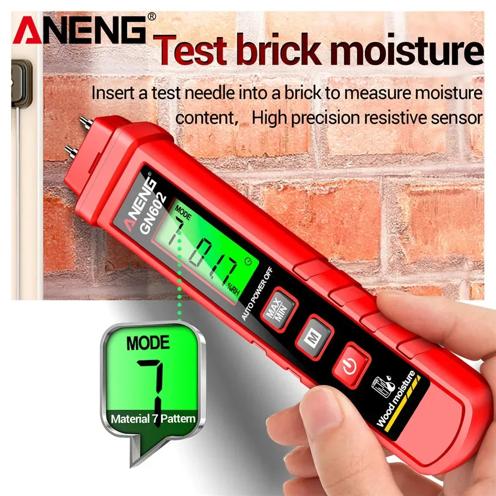 Portable Wood Moisture Meter ANENG GN602 wood moisture meter  0~58% Intelligent Moisture TesterMax/Mini Value Building Material