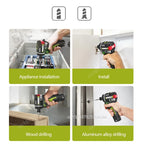 Worx WU139 Cordless Screwdriver Dual Speed 50Nm 12v 1800rpm 18+1 Brushless Motor Adjust Torque Univeral Green 12V Battery Pack