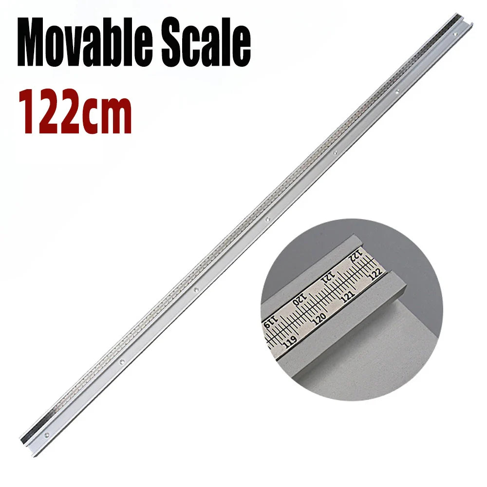 45# 122CM Aluminum Alloy T-Track, Woodworking 45 Type Chute With Fixed or Movable Scale For DIY Table Saw Miter Carpenter Tools