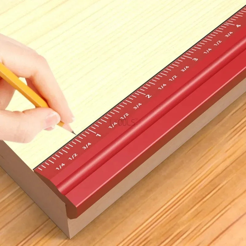 Precision Marking Aluminum V-Ruler  6/8/12/20inch Handmade  Ruler Corner Parallel Marking Woodworking Scribe Vertical Measuring