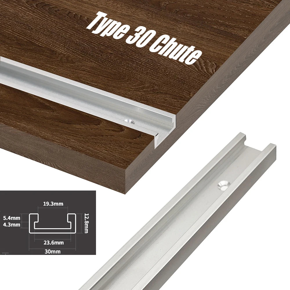 30 Type T-Track  Limiter Aluminum Alloy Chute Woodworking Miter T Track Workbench Stop for DIY Saw Push Router Guide Tools