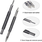 1Pcs Spring Center Punch Woodworking Metal Drill Hammerless Dual Head Nail Setter Spring Loaded Door Hinge Pin Remover Tools