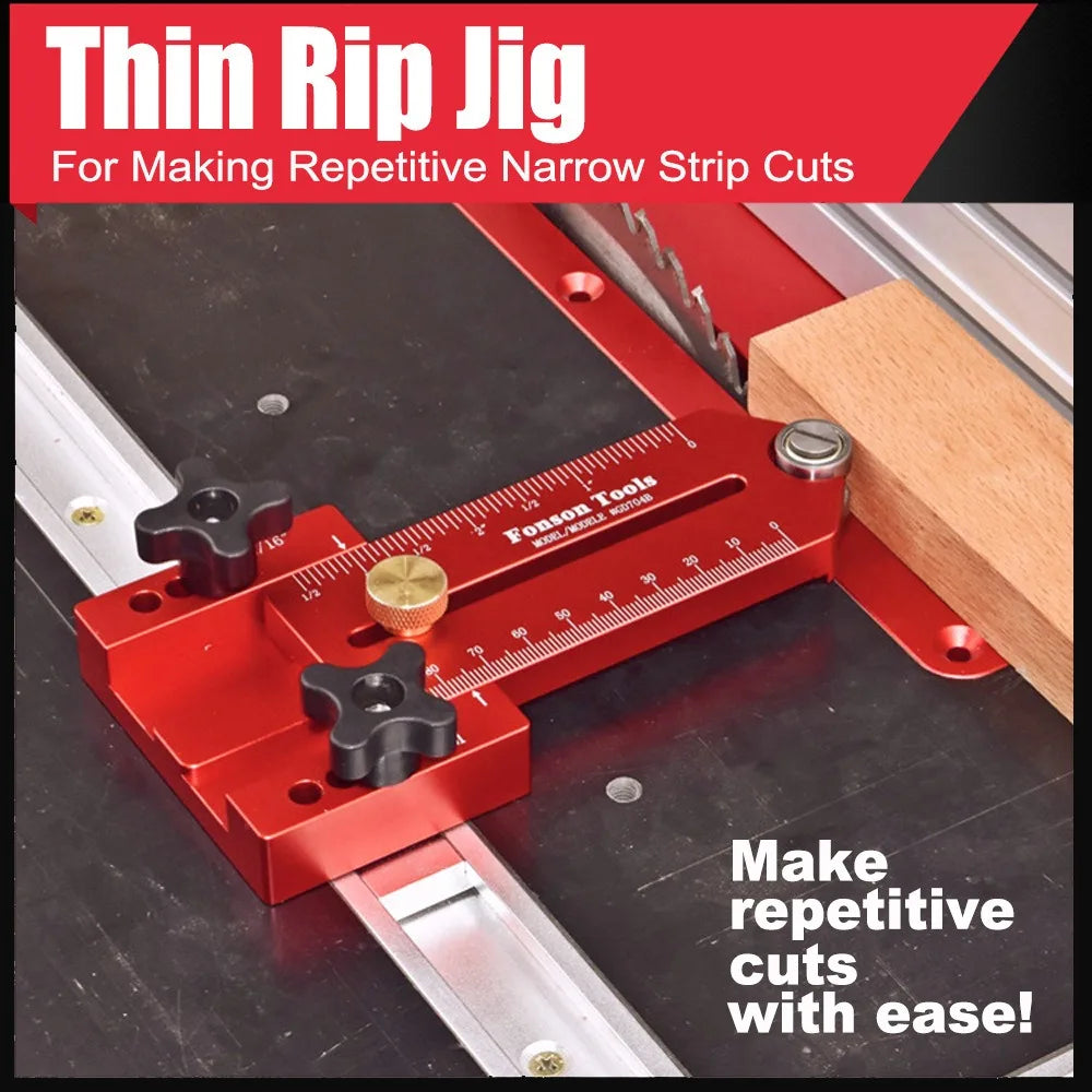 90/140mm Extended Thin Rip Jig, Table Saw Jig Guide, Saw Locator, for Repeat Narrow Strip Cuts Works, with Table Saw Router Band