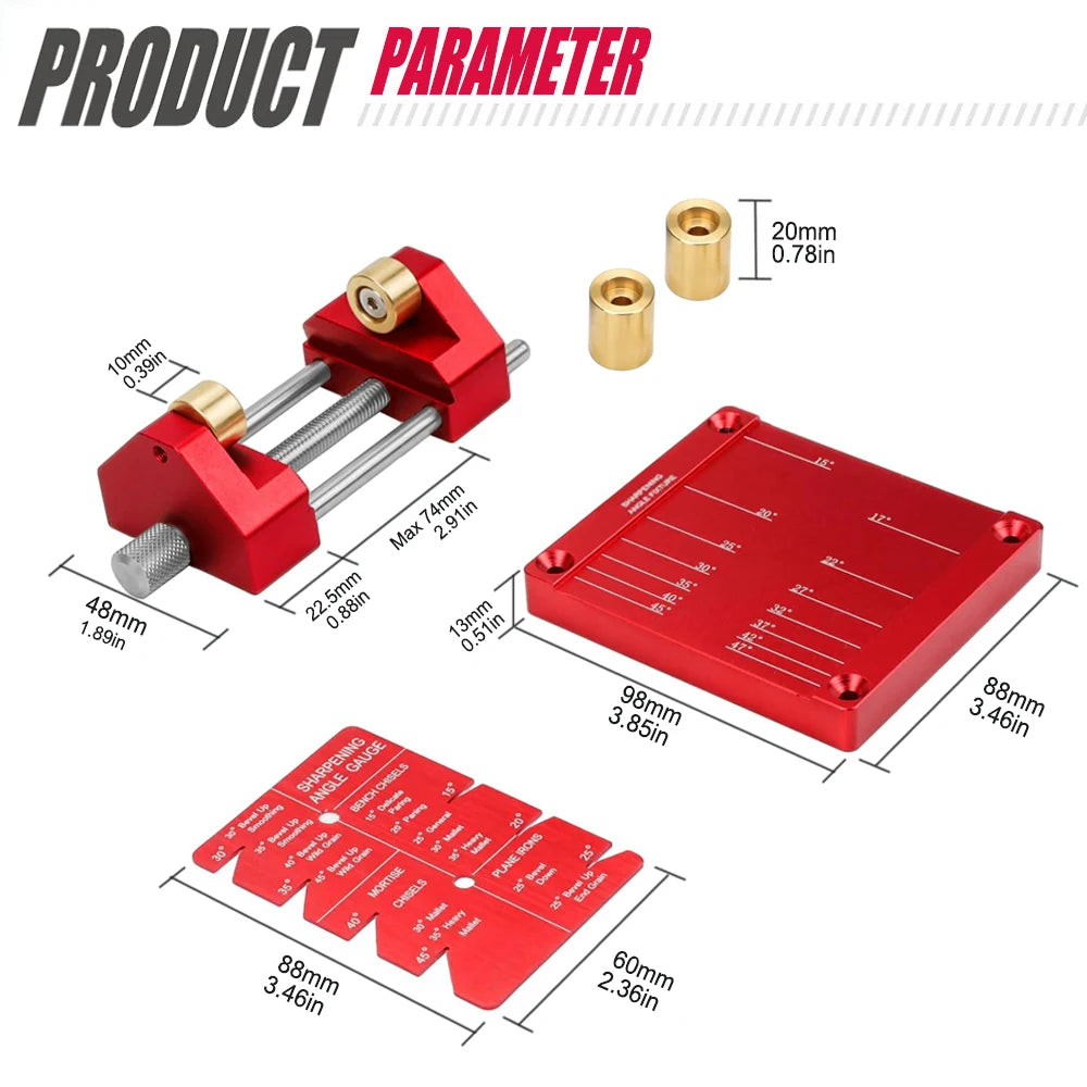 2025 New Professional Sharpening Jig for Woodworking, Fixed Angle Guide with Tungsten Rod for Chisels & Plane Irons,DIY Tool Kit