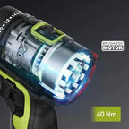 Worx WU129 Cordless Screwdriver Dual Speed 40Nm 12V 1800rpm Brushless Motor Adjustable Torque Wireless Drill Univeral Battery