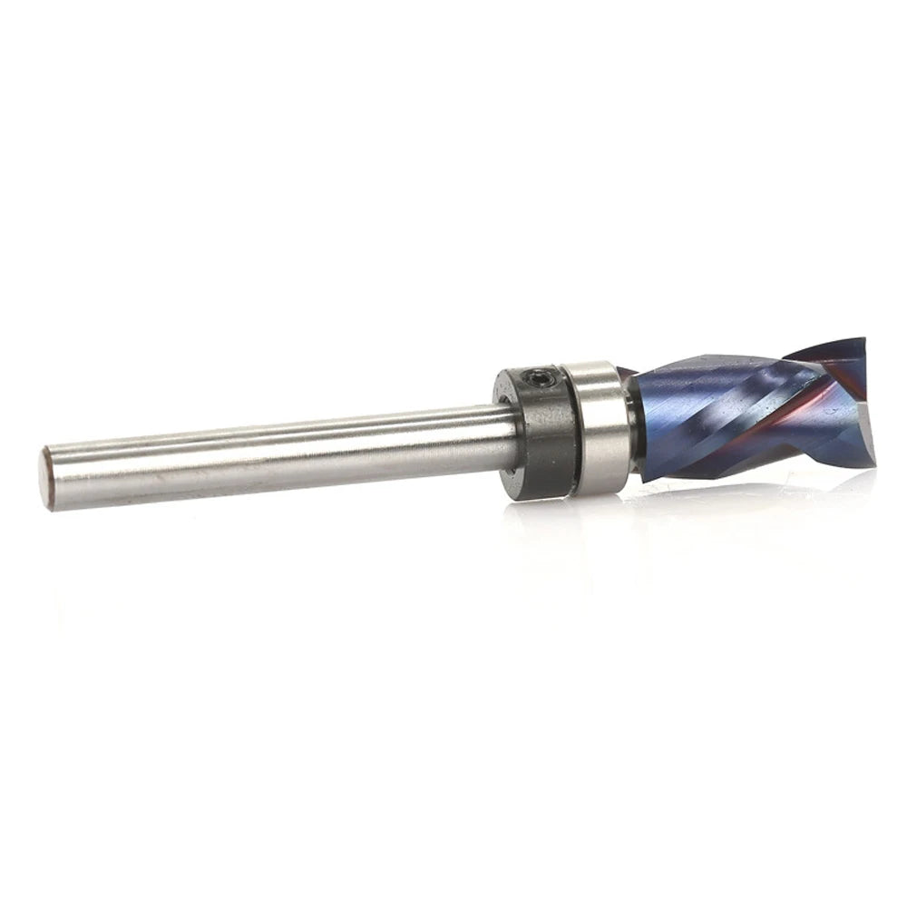 Woodworking Milling Cutter Blue Nano-Coated End Mill Bearing  Composite Trimming Cutter Router Bit 1/4" 6mm Shank Tools